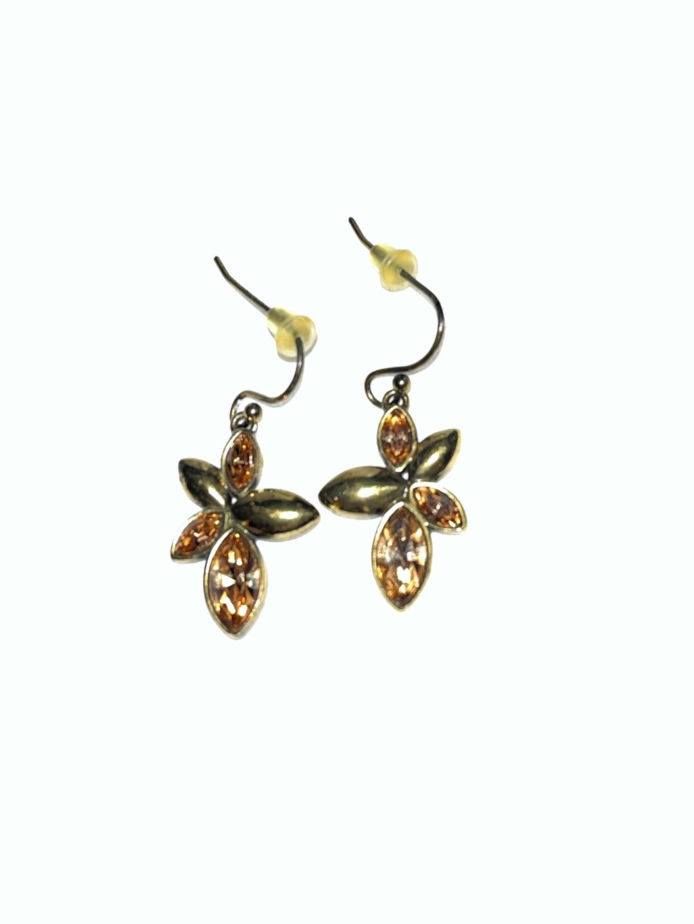Touchstone Crystal Gold-Tone Amber Floral Drop Earrings